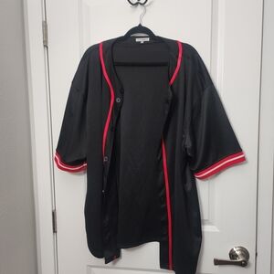 3/$25 Fashion Nova Black Baseball-Style Jacket with Red Trim